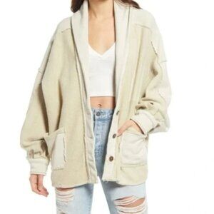 Free People Jordan Jacket Women's Size S Washed Muslin Oversized Reversed Fleece